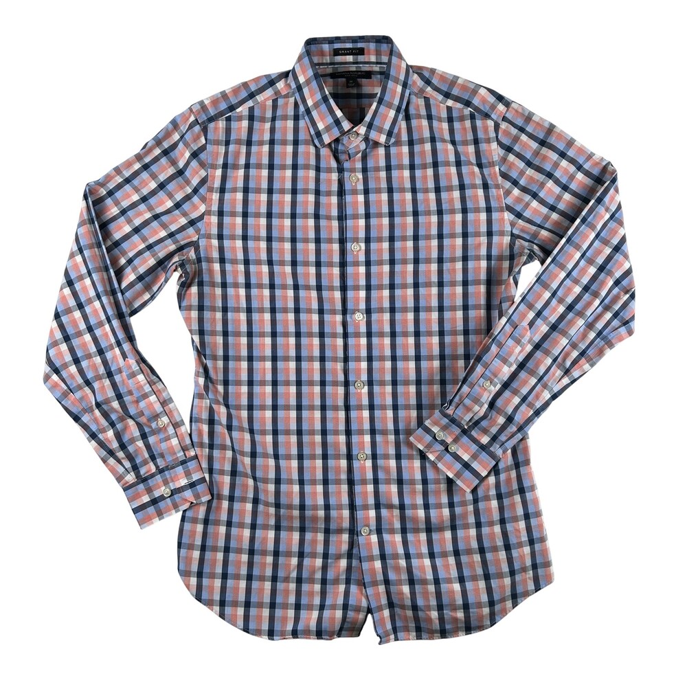 Banana Republic Dress Shirt Mens 15-15.5 M Multicolor Gingham Slim Non Iron